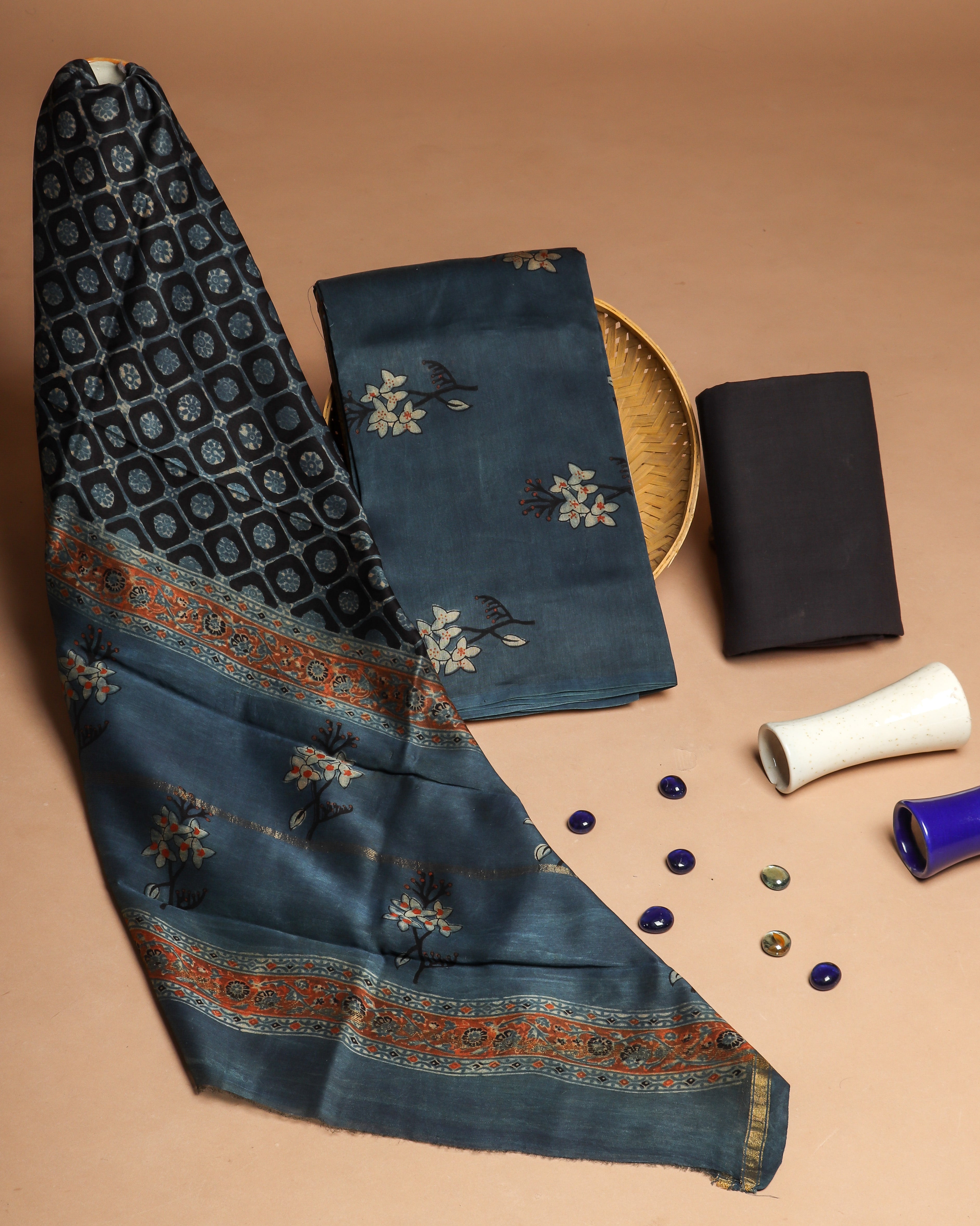 Ajrakh Modal Silk Suits | Ajrakh prints, Dress materials, Hand block  printed suits